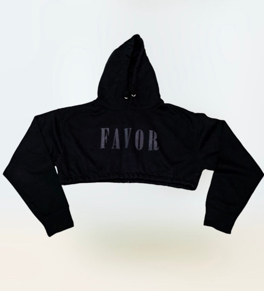 FAVOR CROP HOODIE - BLACK